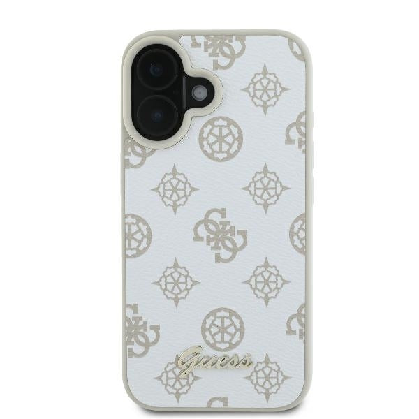 MagSafe ovitek za Apple iPhone 16, Guess, Peony Script, Bela