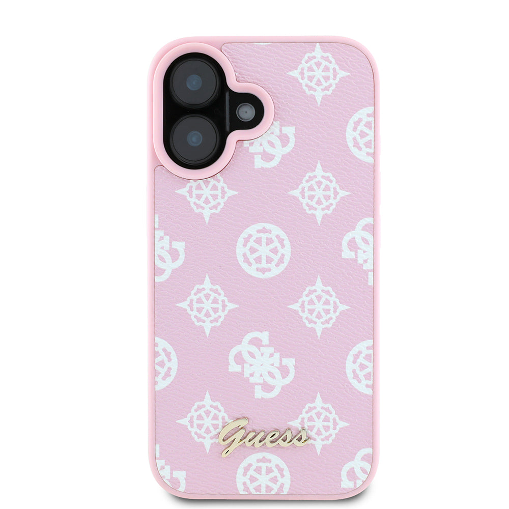 MagSafe ovitek za Apple iPhone 16, Guess, Peony Script, Roza