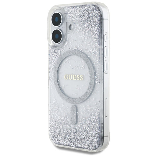 Ovitek MagSafe za Apple iPhone 16, Guess, Resin Gradient Glitter, Srebrn