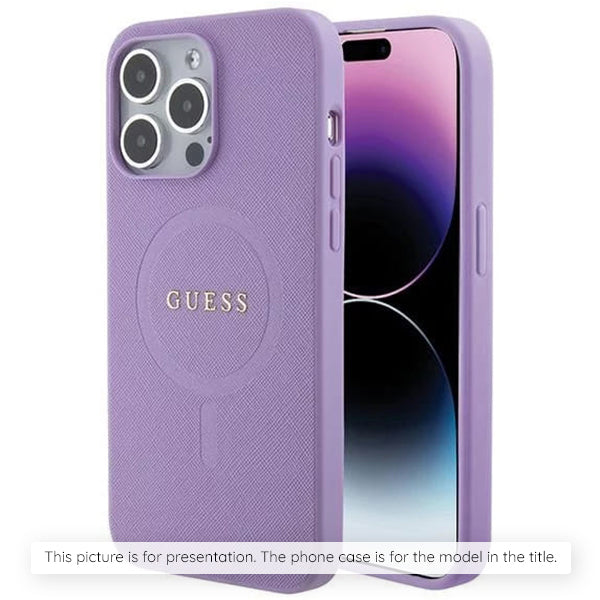 Ovitek MagSafe za Apple iPhone 16, Guess, Saffiano, Vijolična