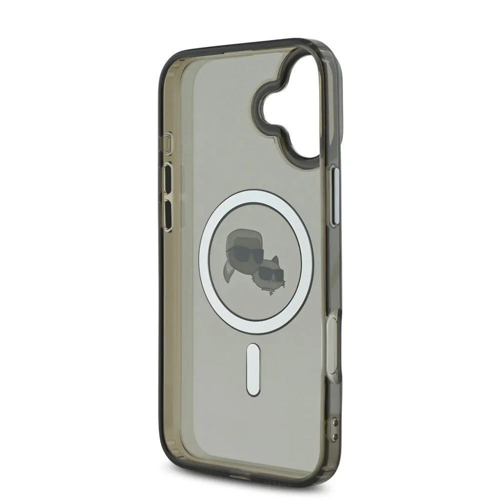 Ovitek MagSafe za Apple iPhone 16, Karl Lagerfeld, IML Metal Karl & Choupette's Heads, Črna