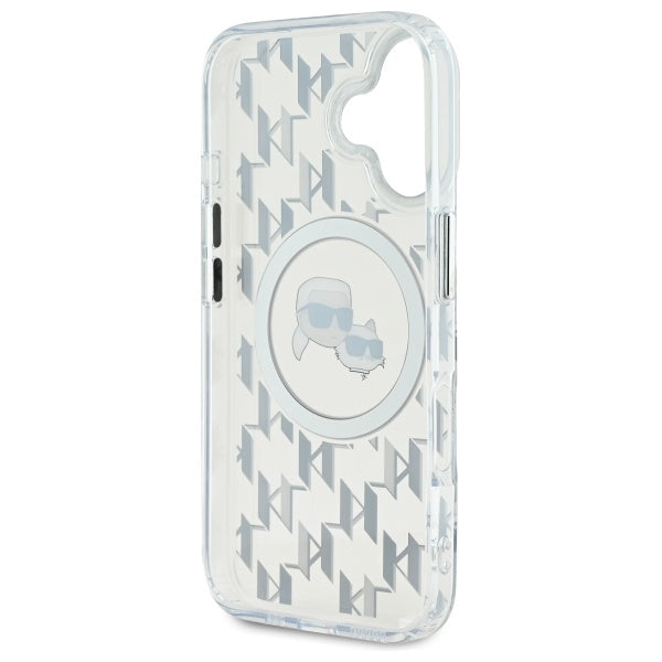 Ovitek MagSafe za Apple iPhone 16, Karl Lagerfeld, IML Monogram Karl & Choupette's Heads, Prozoren