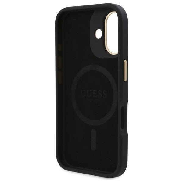 MagSafe ovitek za Apple iPhone 16 Plus, Guess, 4G Logo Plate, črn