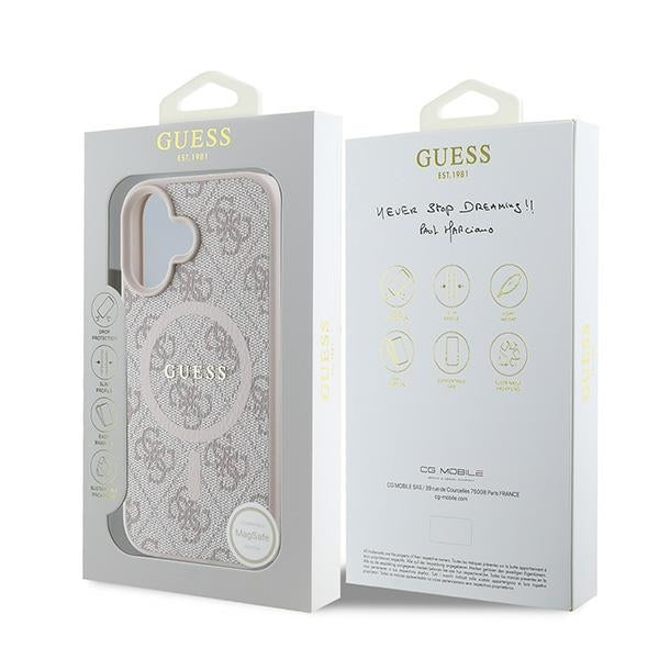 Ovitek MagSafe za Apple iPhone 16 Plus, Guess, 4G Ring Classic Logo, Roza