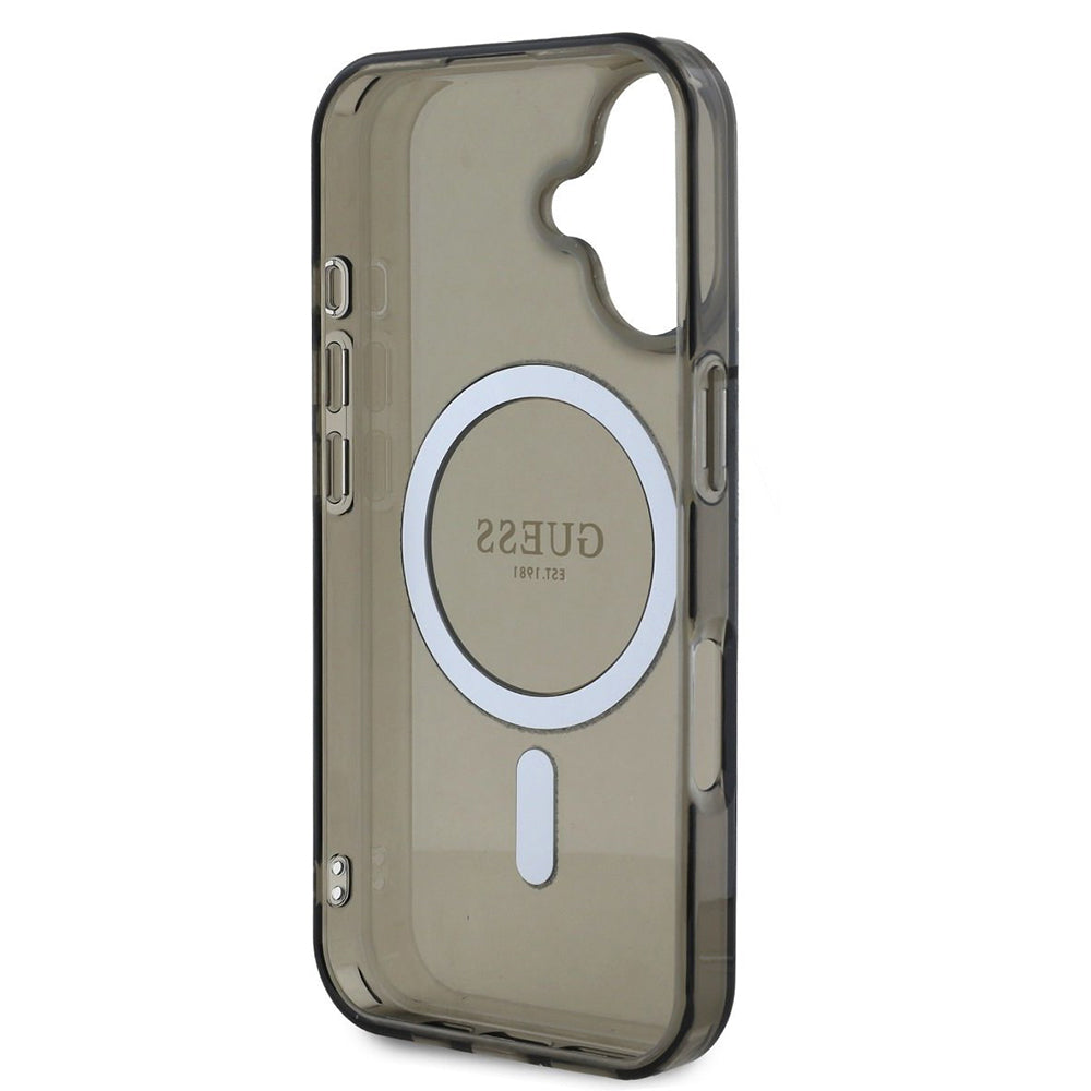 Ovitek MagSafe za Apple iPhone 16 Plus, Guess, IML Glitter Circle, Črna
