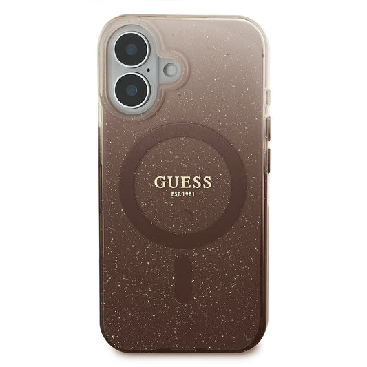Ovitek MagSafe za Apple iPhone 16 Plus, Guess, IML Glitter Gradient, Rjava