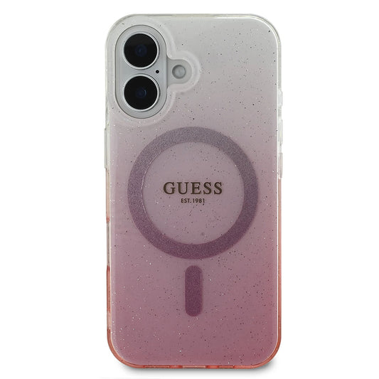 Ovitek MagSafe za Apple iPhone 16 Plus, Guess, IML Glitter Gradient, Roza