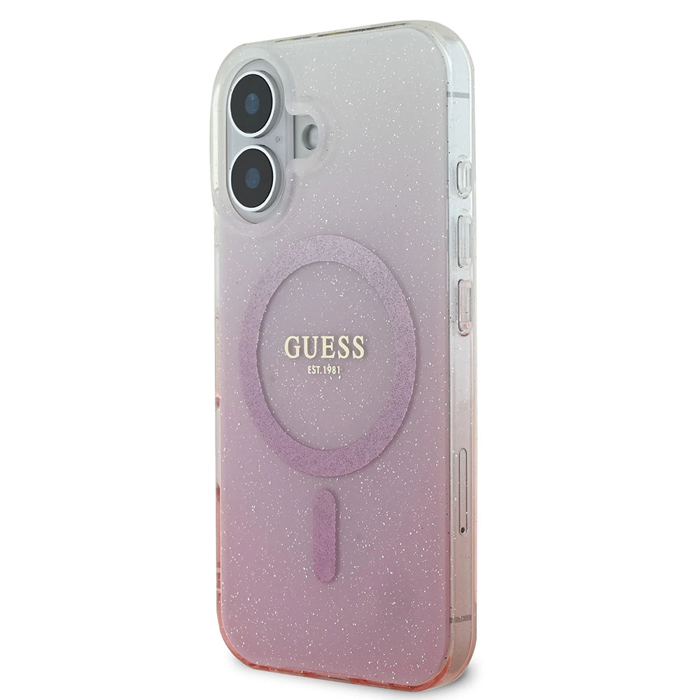Ovitek MagSafe za Apple iPhone 16 Plus, Guess, IML Glitter Gradient, Roza