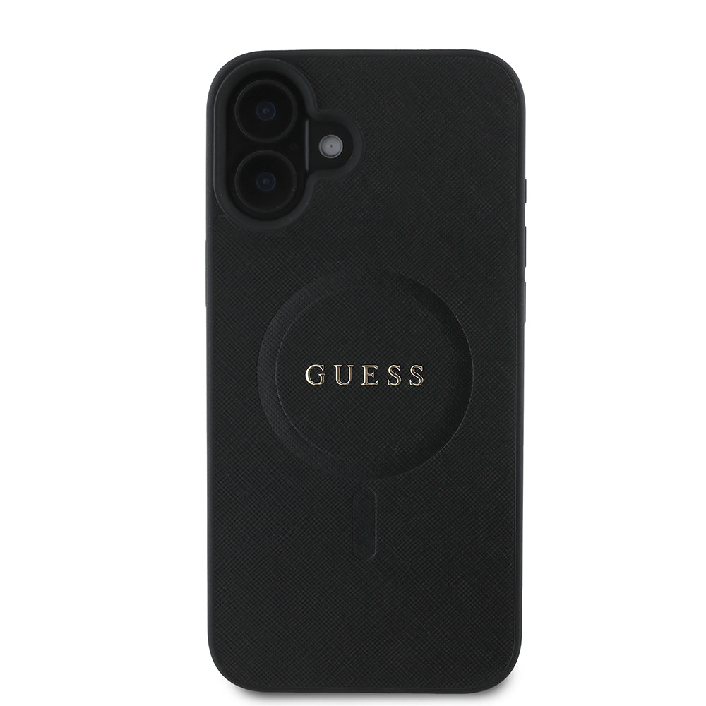 Ovitek MagSafe za Apple iPhone 16 Plus, Guess, Saffiano Classic Logo, Črn