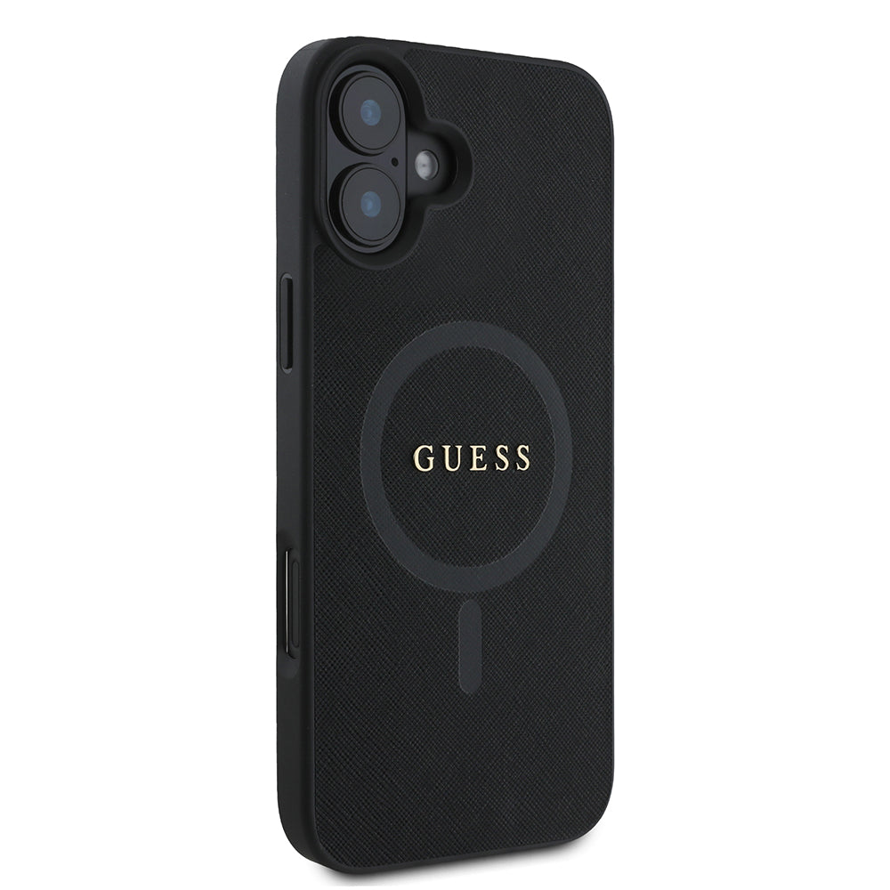 Ovitek MagSafe za Apple iPhone 16 Plus, Guess, Saffiano Classic Logo, Črn