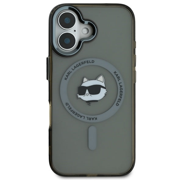 Ovitek MagSafe za Apple iPhone 16 Plus, Karl Lagerfeld, IML Metal Choupette's Head, črn