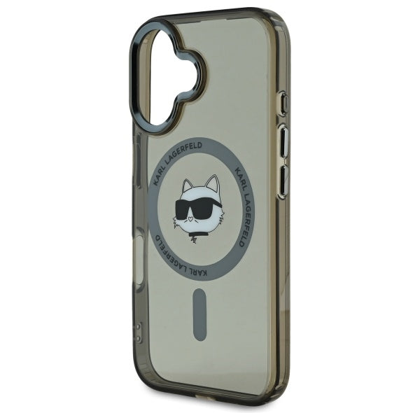 Ovitek MagSafe za Apple iPhone 16 Plus, Karl Lagerfeld, IML Metal Choupette's Head, črn