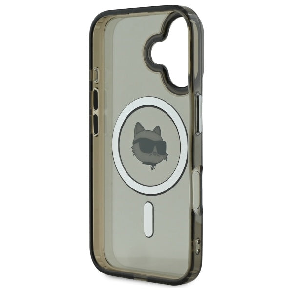 Ovitek MagSafe za Apple iPhone 16 Plus, Karl Lagerfeld, IML Metal Choupette's Head, črn