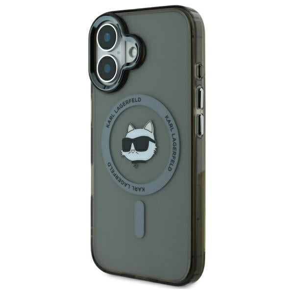 Ovitek MagSafe za Apple iPhone 16 Plus, Karl Lagerfeld, IML Metal Choupette's Head, črn