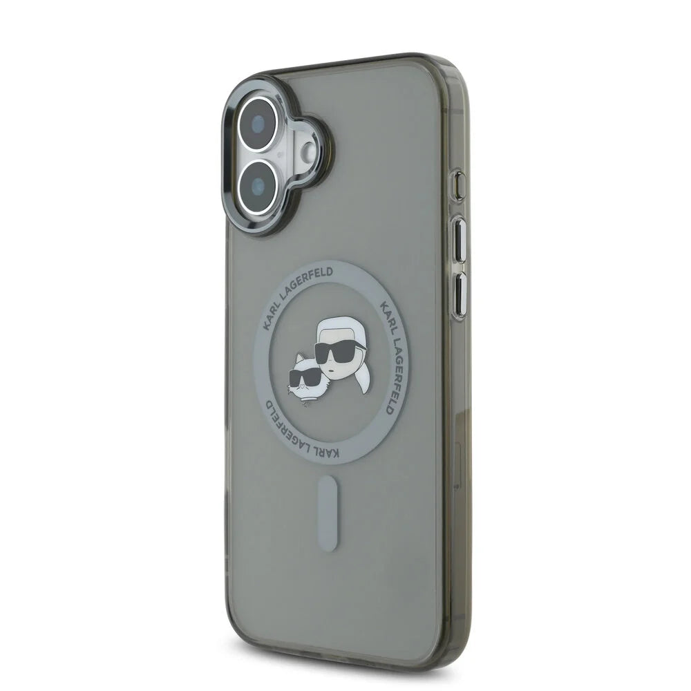 Ovitek MagSafe za Apple iPhone 16 Plus, Karl Lagerfeld, IML Metal Karl & Choupette's Heads, Črna