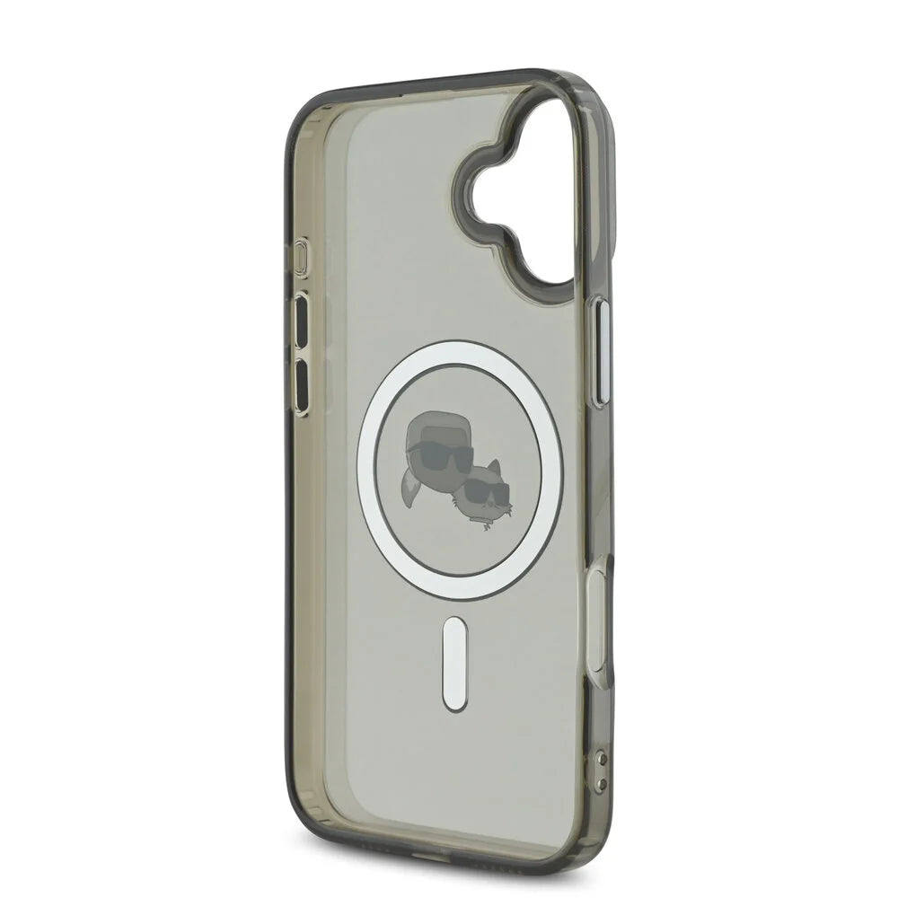Ovitek MagSafe za Apple iPhone 16 Plus, Karl Lagerfeld, IML Metal Karl & Choupette's Heads, Črna