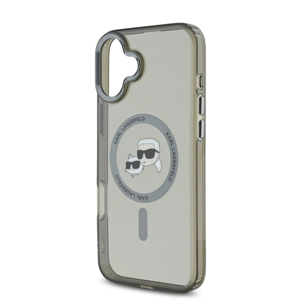 Ovitek MagSafe za Apple iPhone 16 Plus, Karl Lagerfeld, IML Metal Karl & Choupette's Heads, Črna