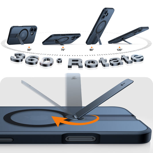 Ovitek MagSafe za Apple iPhone 16 Plus, Torras, Pstand Spin, Črn