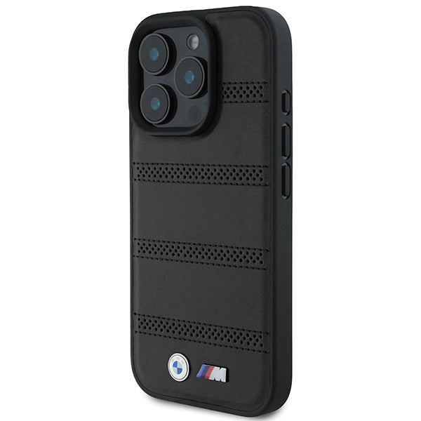 Ovitek MagSafe za Apple iPhone 16 Pro, BMW, M Perforated And Stitched Line, črn