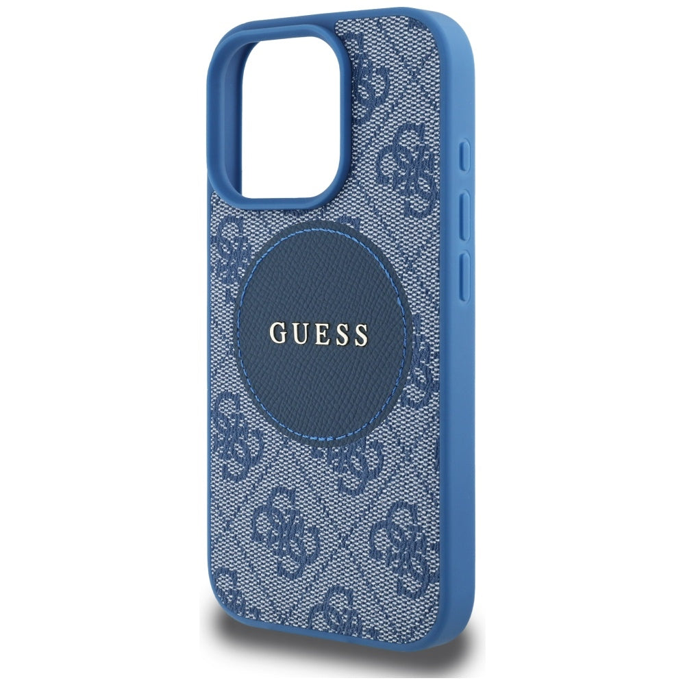 MagSafe ovitek za Apple iPhone 16 Pro, Guess, 4G Circle Classic Logo, Modra
