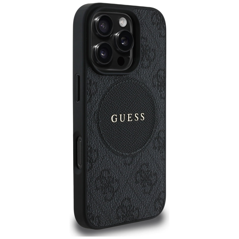 Ovitek MagSafe za Apple iPhone 16 Pro, Guess, 4G Circle Classic Logo, Črn
