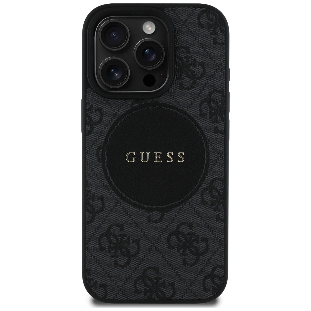 Ovitek MagSafe za Apple iPhone 16 Pro, Guess, 4G Circle Classic Logo, Črn