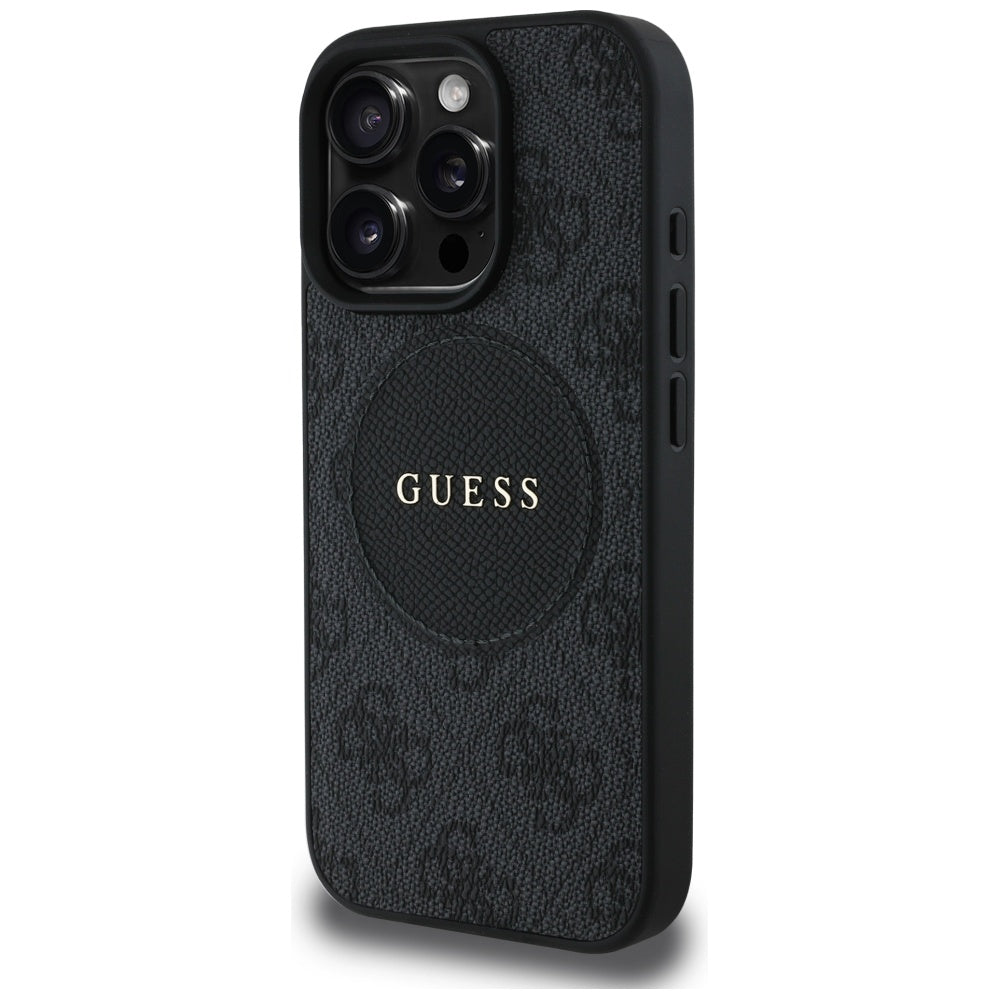 Ovitek MagSafe za Apple iPhone 16 Pro, Guess, 4G Circle Classic Logo, Črn