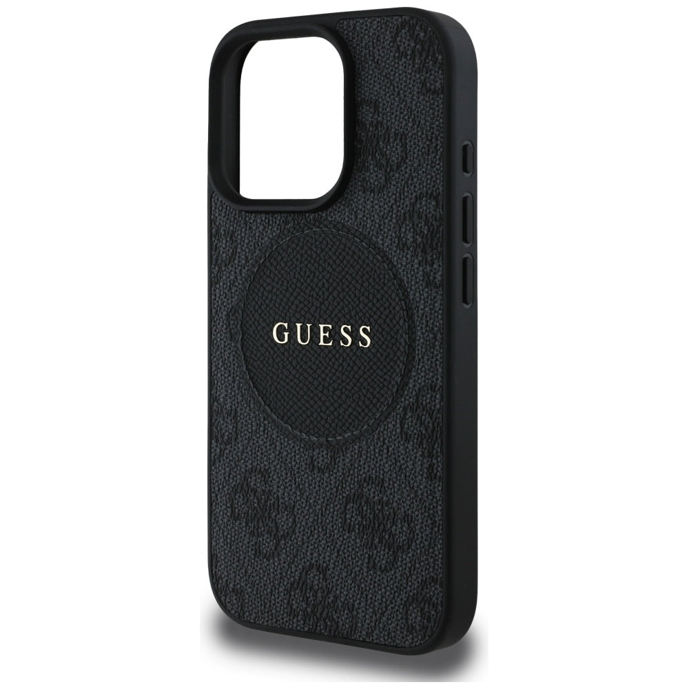 Ovitek MagSafe za Apple iPhone 16 Pro, Guess, 4G Circle Classic Logo, Črn