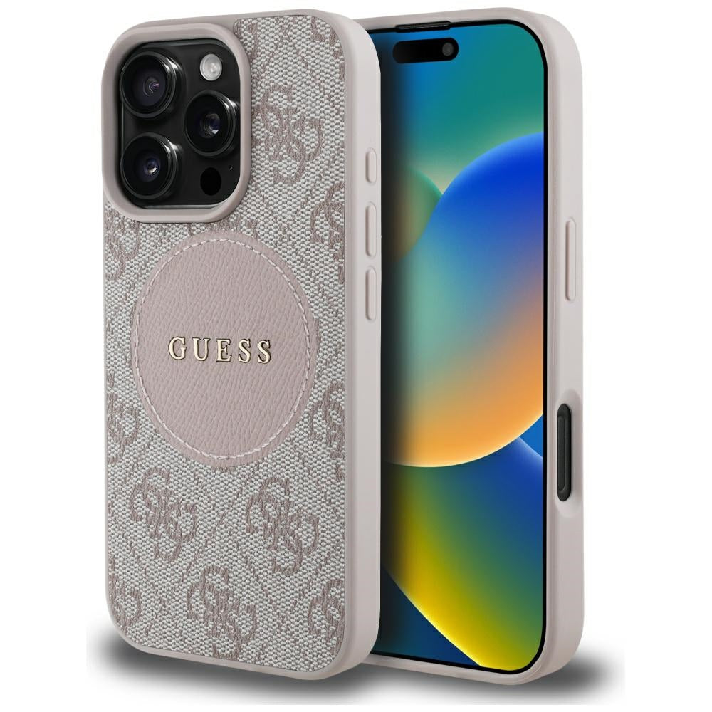 Ovitek MagSafe za Apple iPhone 16 Pro, Guess, 4G Circle Classic Logo, Roza