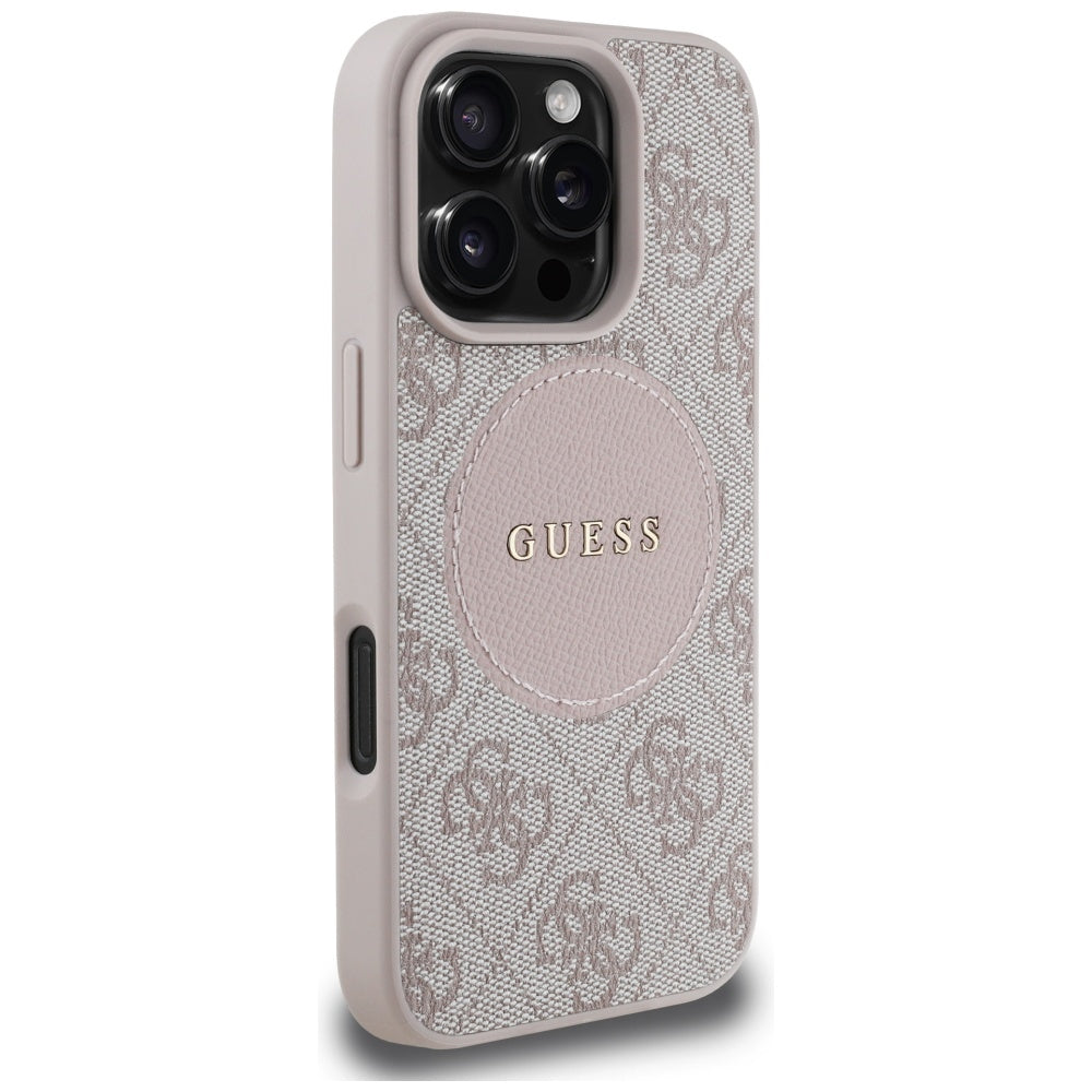 Ovitek MagSafe za Apple iPhone 16 Pro, Guess, 4G Circle Classic Logo, Roza