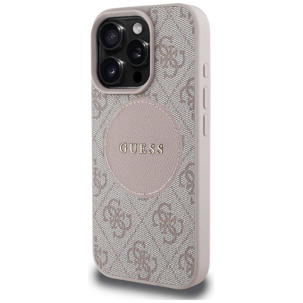 Ovitek MagSafe za Apple iPhone 16 Pro, Guess, 4G Circle Classic Logo, Roza