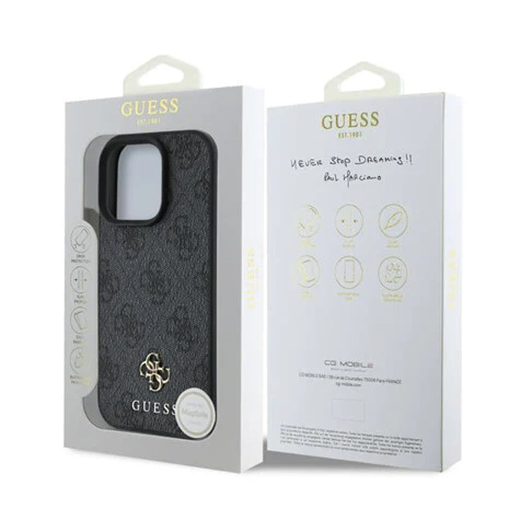 MagSafe ovitek za Apple iPhone 16 Pro, Guess, 4G Classic, črn