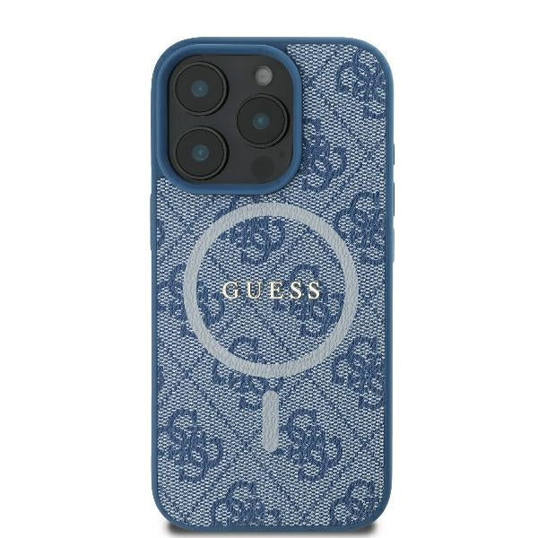 Ovitek MagSafe za Apple iPhone 16 Pro, Guess, 4G Ring Classic Logo, Modra