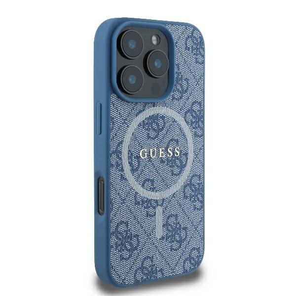 Ovitek MagSafe za Apple iPhone 16 Pro, Guess, 4G Ring Classic Logo, Modra