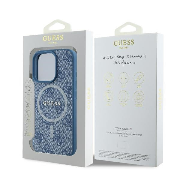 Ovitek MagSafe za Apple iPhone 16 Pro, Guess, 4G Ring Classic Logo, Modra