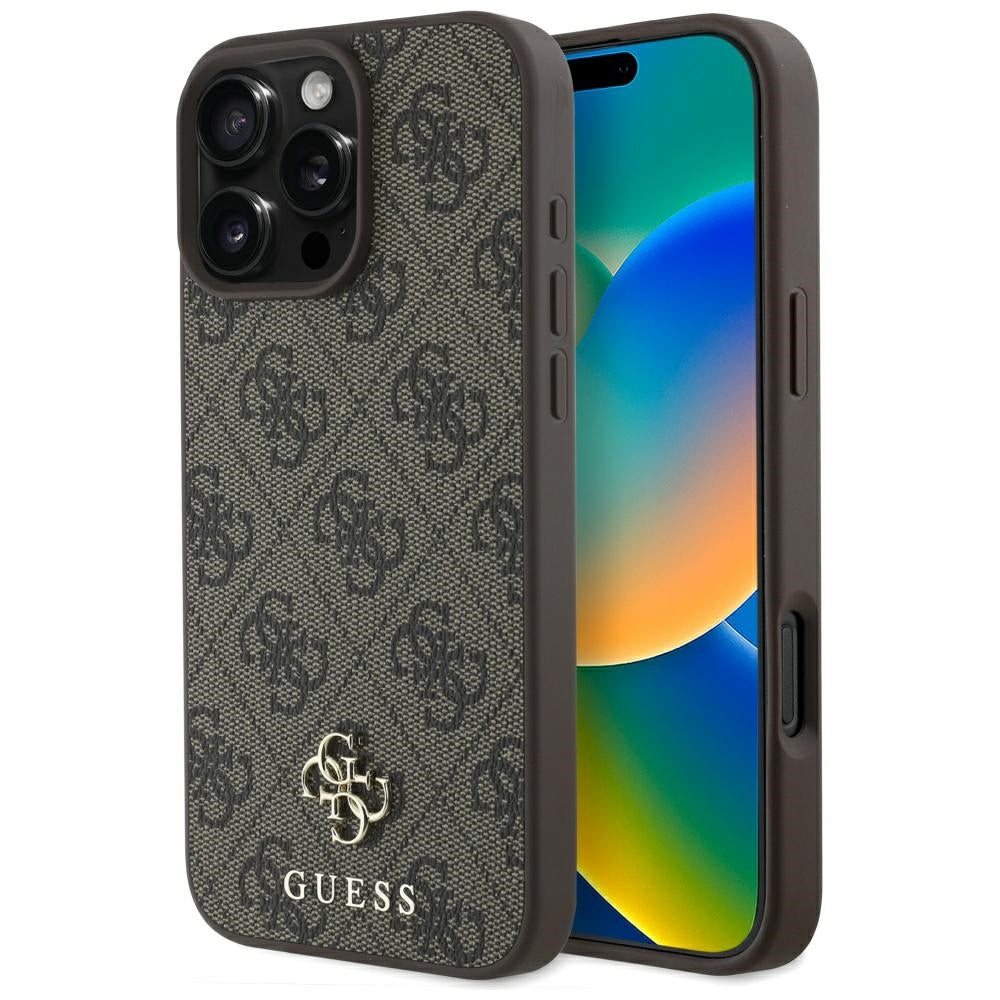 Ovitek MagSafe za Apple iPhone 16 Pro, Guess, 4G Small and Classic Logo, rjava