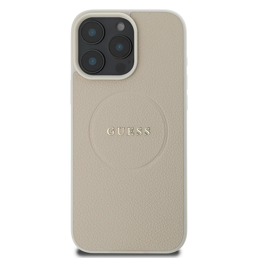 Ovitek MagSafe za Apple iPhone 16 Pro, Guess, Grained Gold Ring, Bež