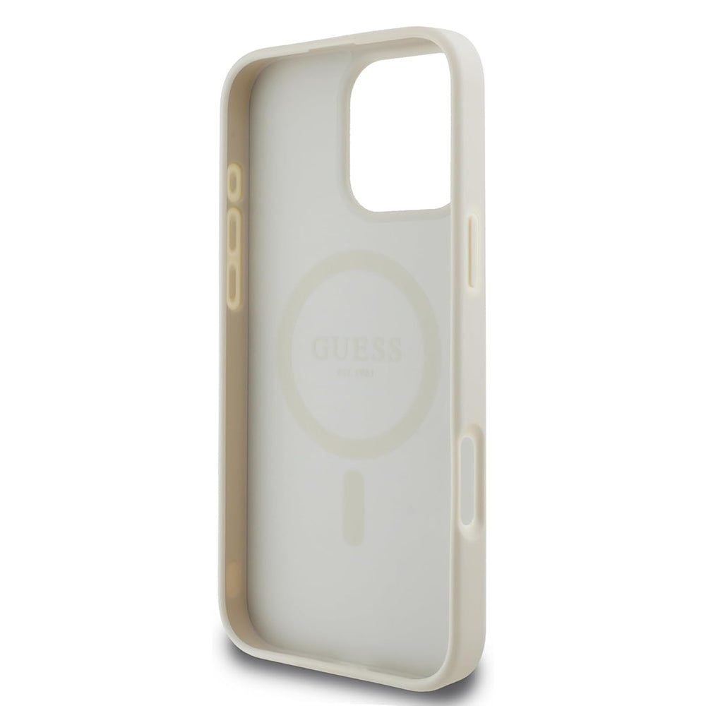Ovitek MagSafe za Apple iPhone 16 Pro, Guess, Grained Gold Ring, Bež