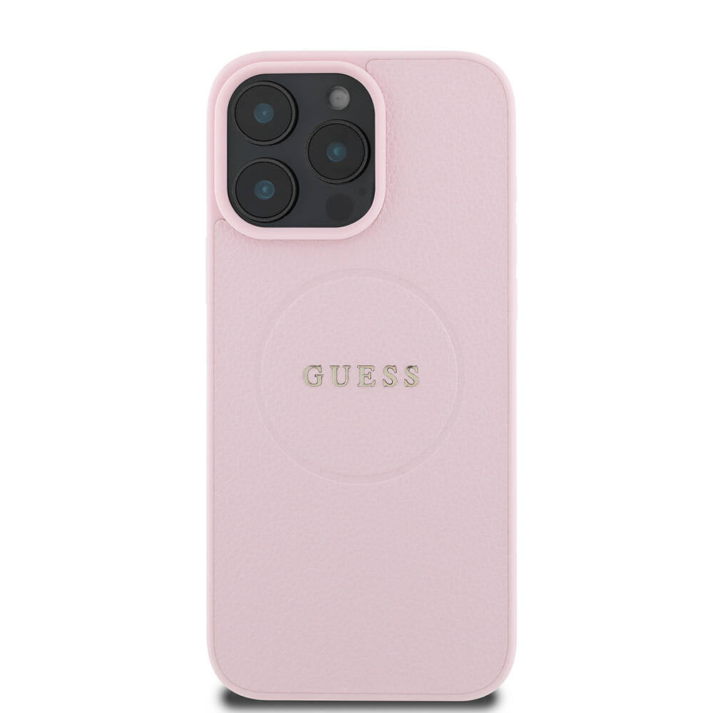 Ovitek MagSafe za Apple iPhone 16 Pro, Guess, Grained Gold Ring, Roza