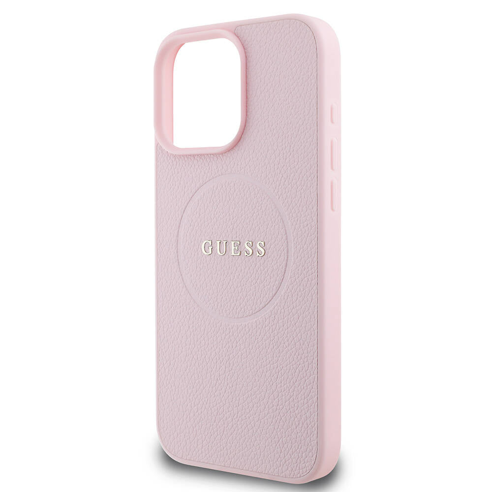 Ovitek MagSafe za Apple iPhone 16 Pro, Guess, Grained Gold Ring, Roza