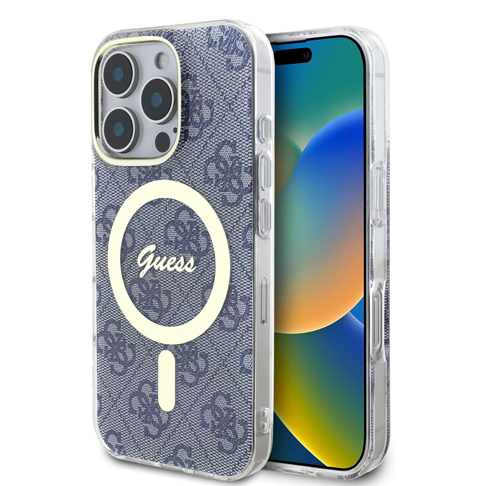 Ovitek MagSafe za Apple iPhone 16 Pro, Guess, IML 4G, Modra
