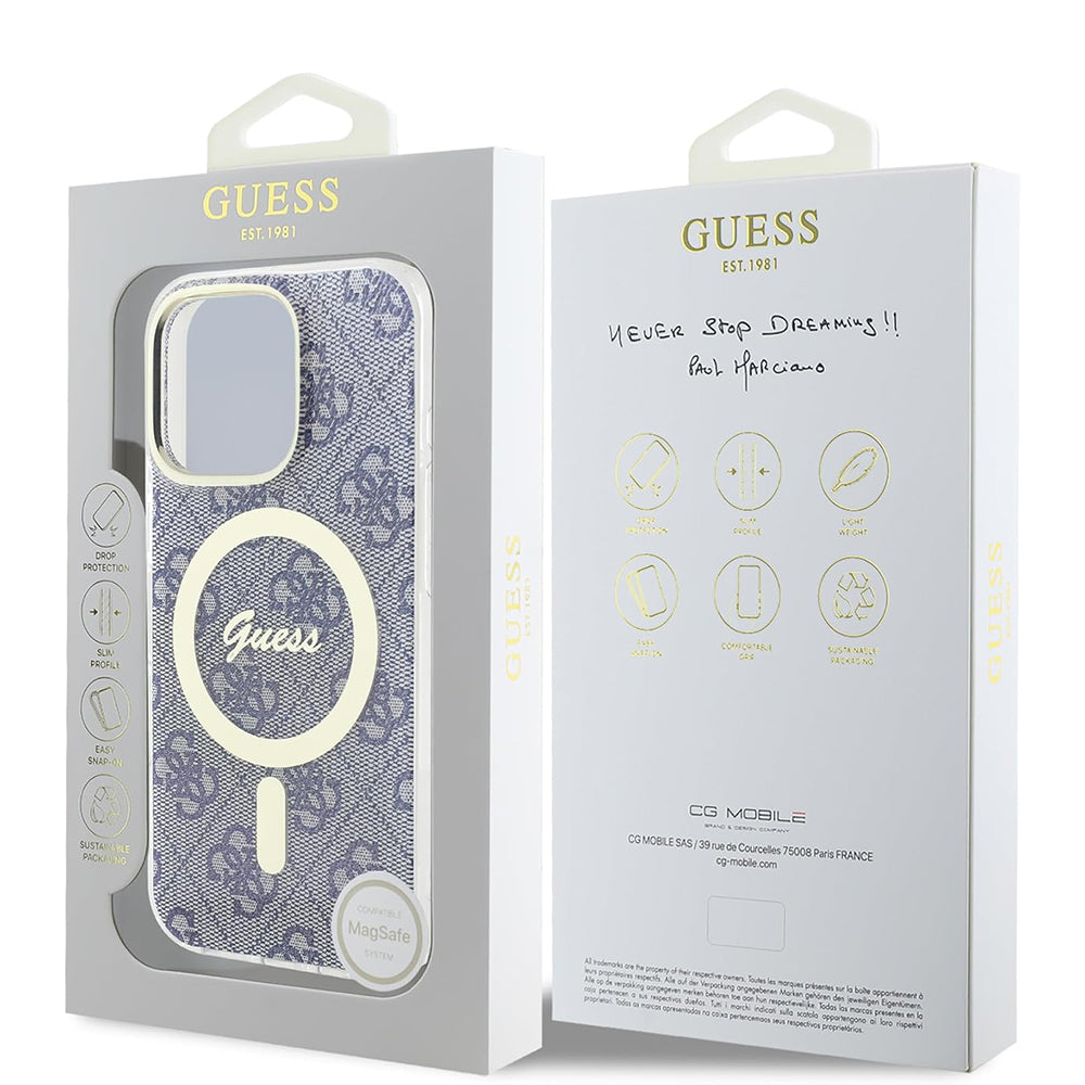 Ovitek MagSafe za Apple iPhone 16 Pro, Guess, IML 4G, Modra