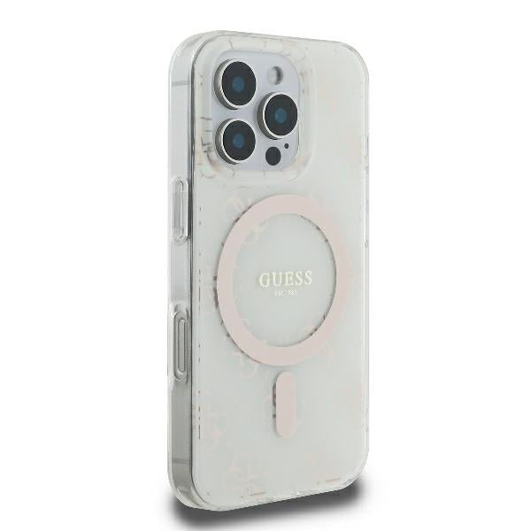 Ovitek MagSafe za Apple iPhone 16 Pro, Guess, IML 4G Background, Bela