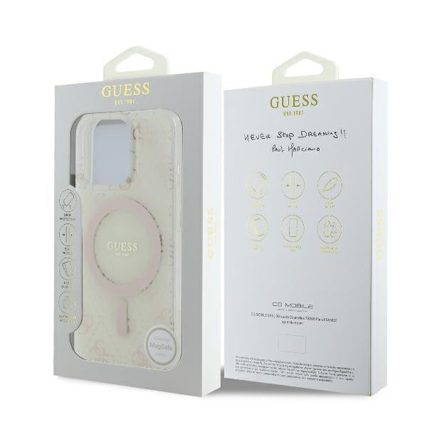 Ovitek MagSafe za Apple iPhone 16 Pro, Guess, IML 4G Background, Bela