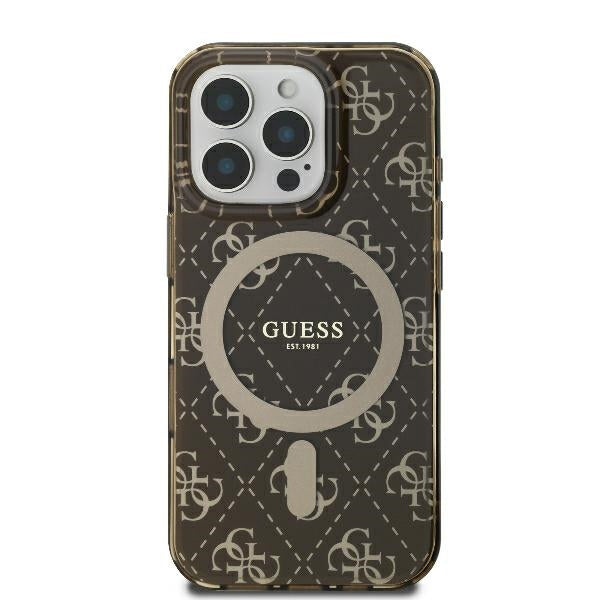Ovitek MagSafe za Apple iPhone 16 Pro, Guess, IML 4G Background, rjava