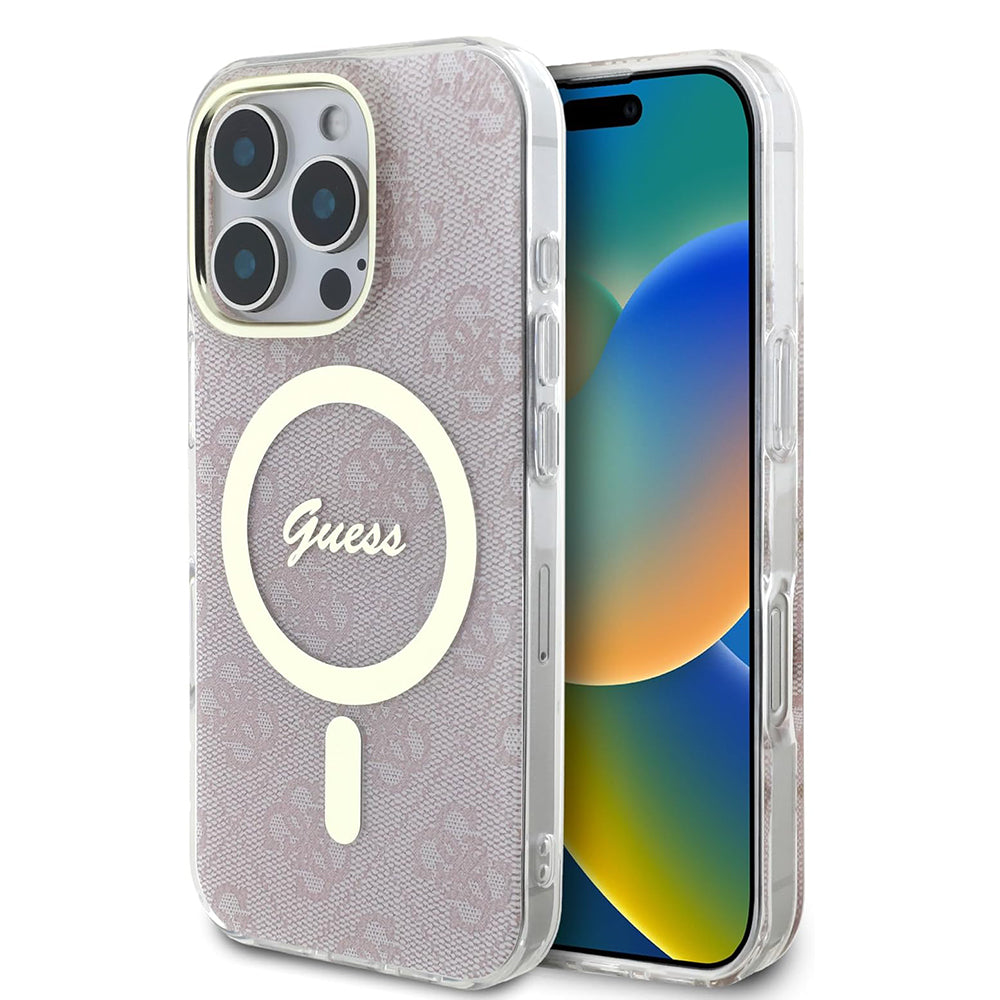 Ovitek MagSafe za Apple iPhone 16 Pro, Guess, IML 4G, Roza