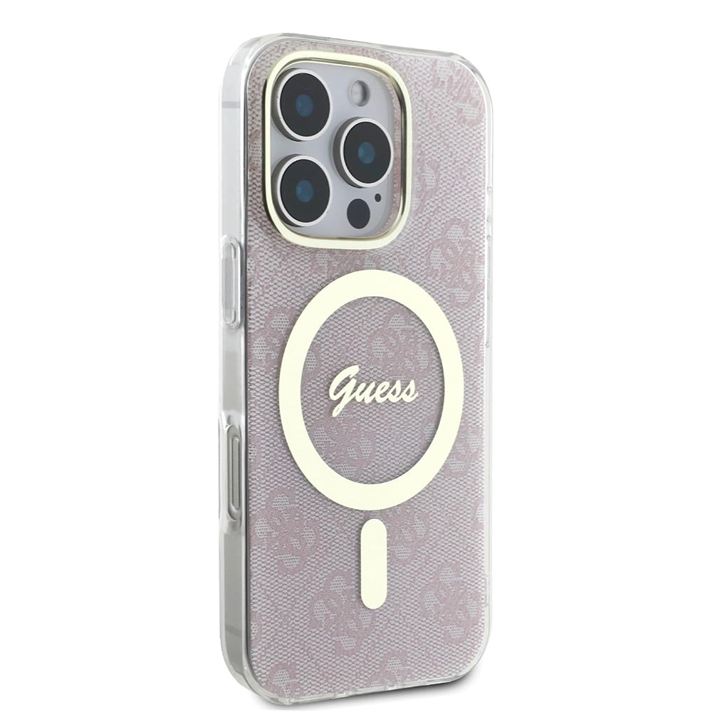 Ovitek MagSafe za Apple iPhone 16 Pro, Guess, IML 4G, Roza