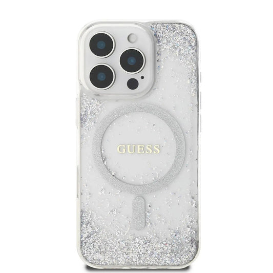 Ovitek MagSafe za Apple iPhone 16 Pro, Guess, IML Glitter Gradient, Srebrn