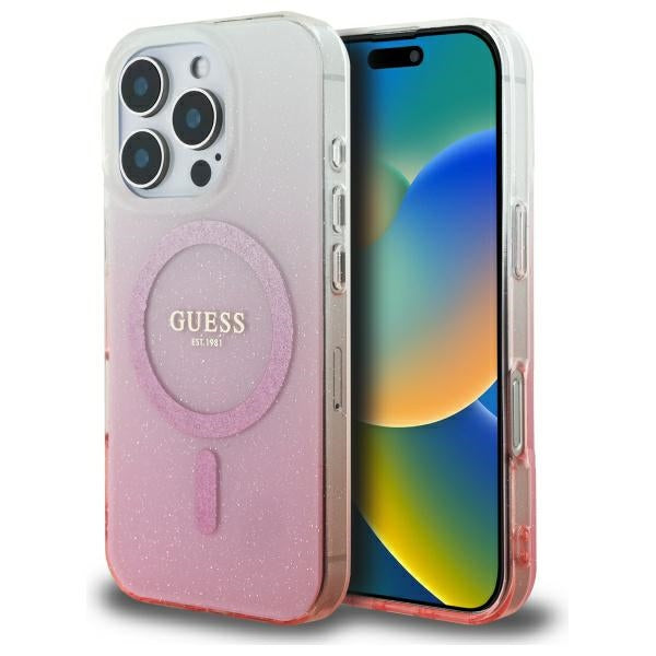 Ovitek MagSafe za Apple iPhone 16 Pro, Guess, IML Glitter Gradient, Roza