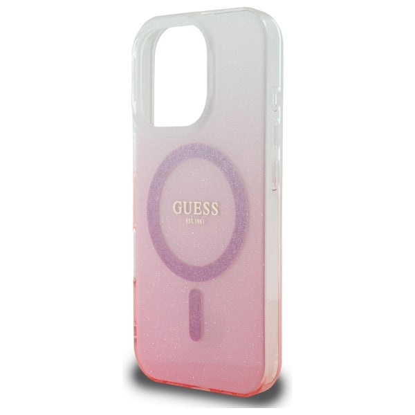 Ovitek MagSafe za Apple iPhone 16 Pro, Guess, IML Glitter Gradient, Roza
